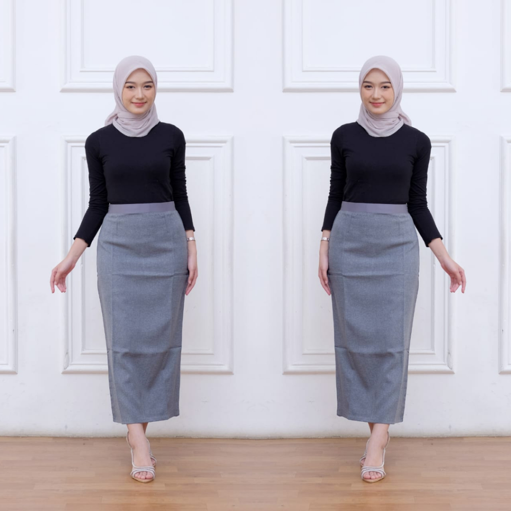 Rok span import rempel belahan rok sepan wanita style skirt panjang polos bawahan rok guru kekinian