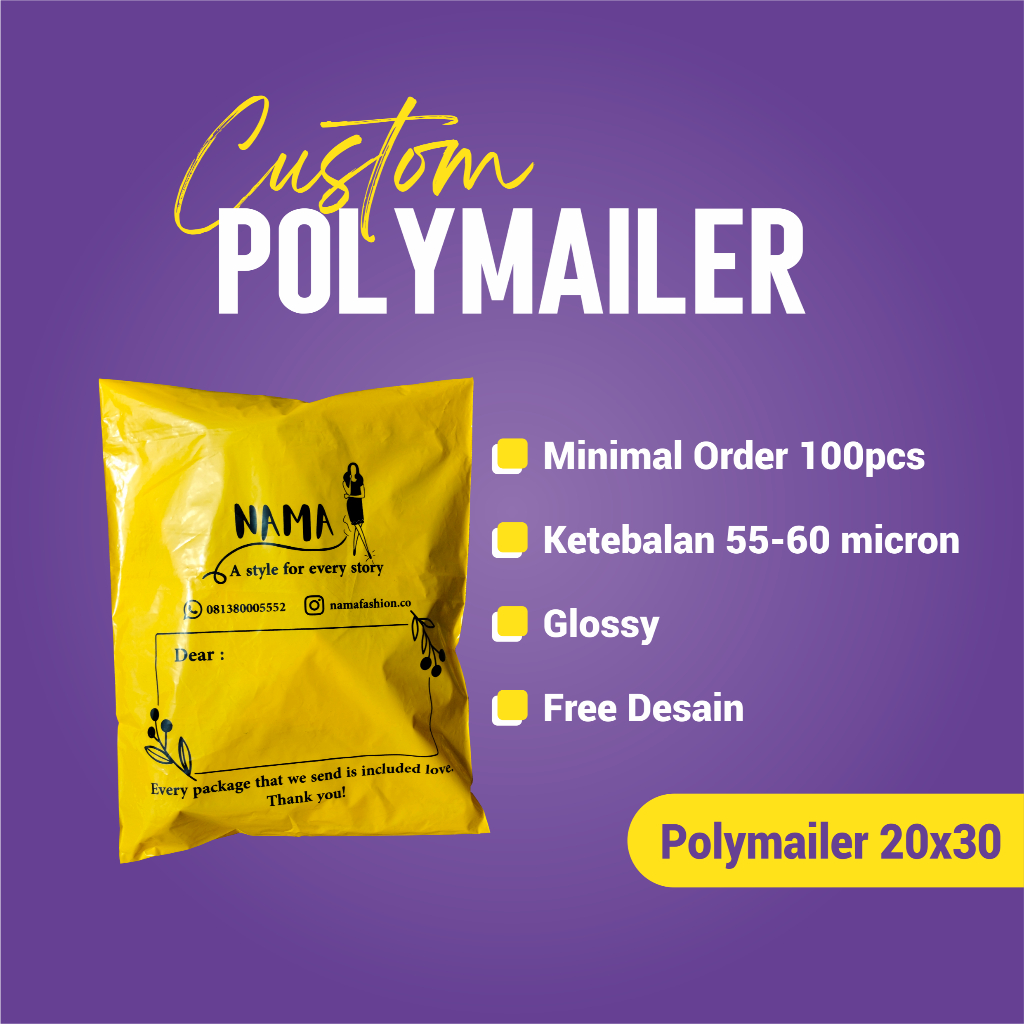 

Sablon Polymailer Premium Ukuran 20X30 Cm Plastik Packing / Plastik Paket