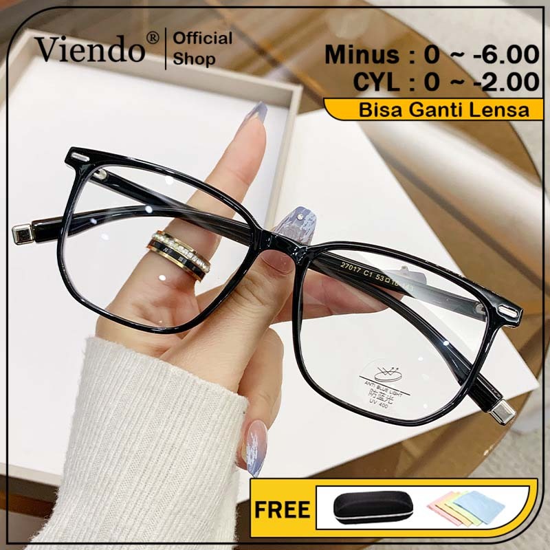 Viendo Kacamata Photocromic Anti Radiasi Blueray Minus Cylinder Fashion Frame Komputer Hp Anti Sinar Matahari Kaca Mata Optik 2 in 1 Bluecromic UV400 Wanita Pria Cowok -1/-1.5/-2/-2.5/-3/-3.5/-4/-4.5/-5/-5.5/-6