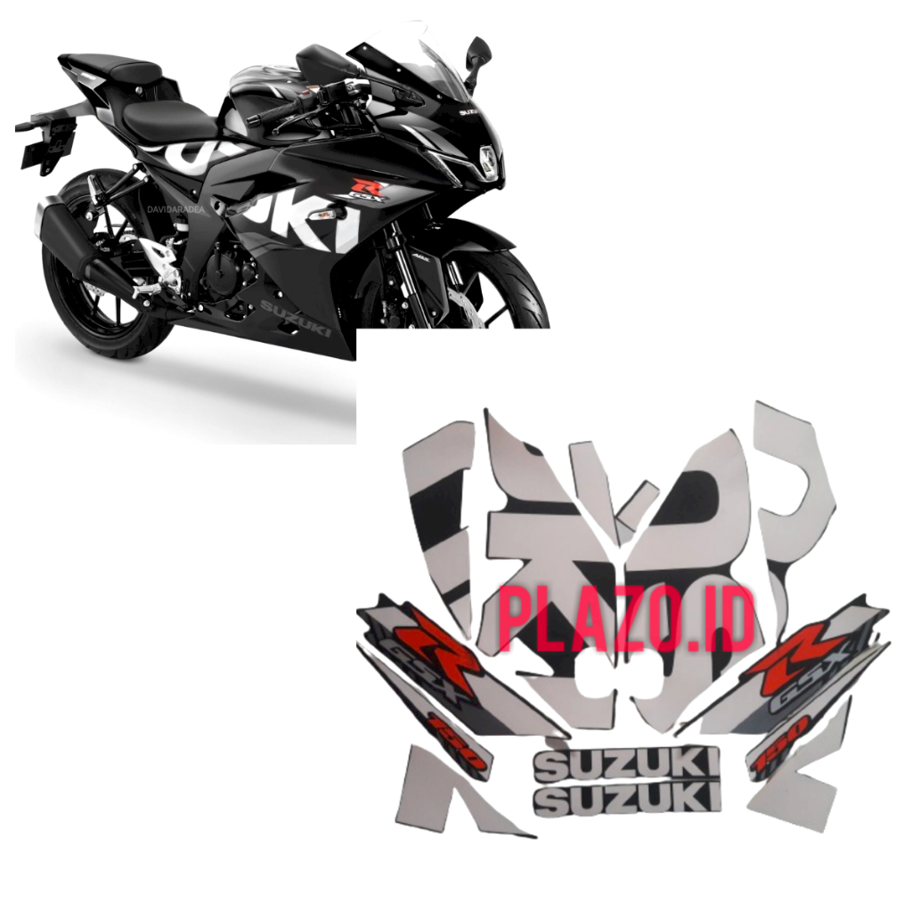 Striping stiker body motor gsx 150r 2016 hitam-putih