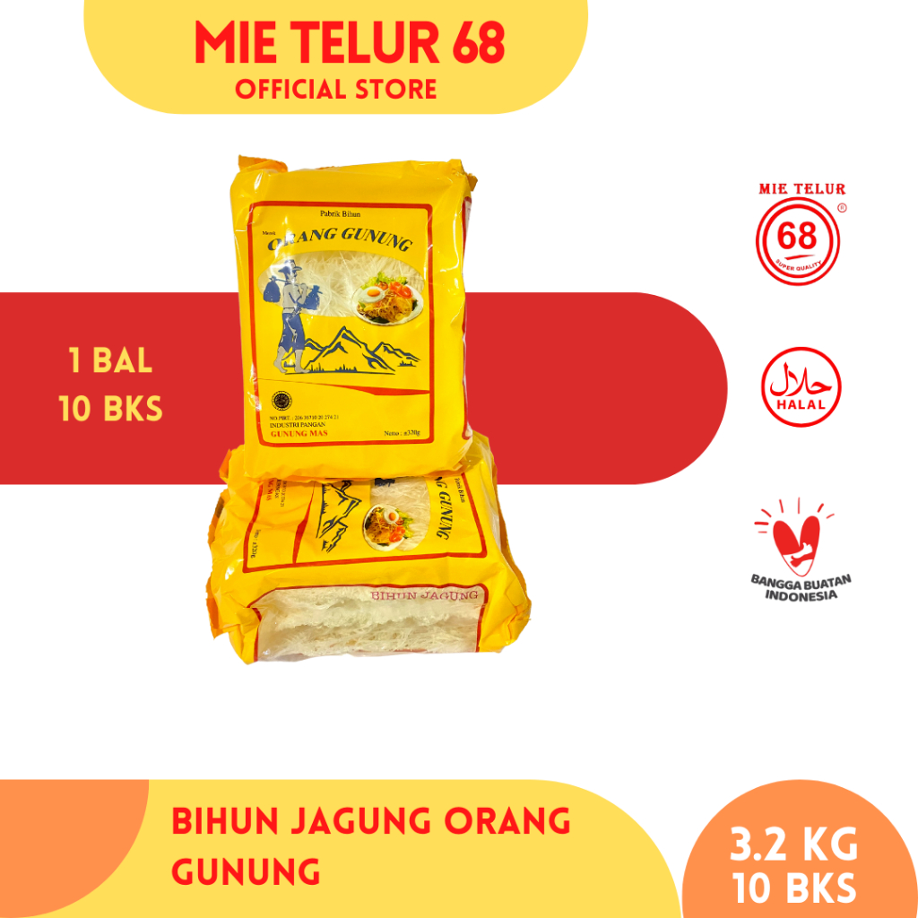 

Bihun Jagung Orang Gunung 10 Bungkus (1 Bal) - Bihun jagung padamu bihun jagung rosebrand bihun jagung cap tanam