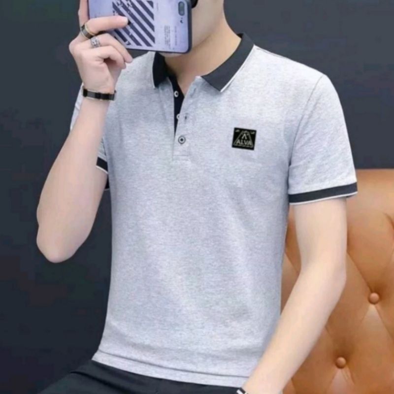 KAOS PRIA BAHAN COMBAD 24S//KAOS PRIA POLOS KERAH & KANCING//KAOS PRIA POLOS