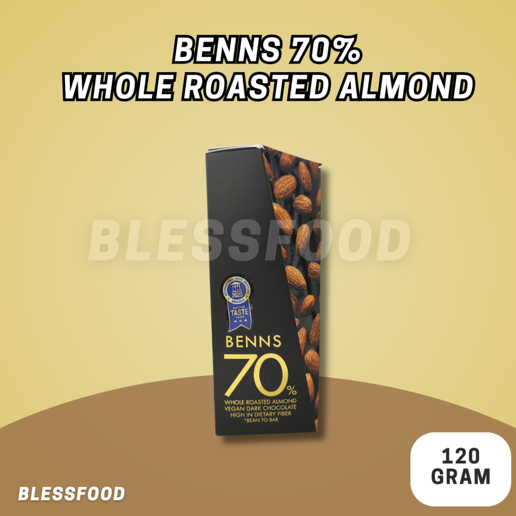 

Benns Almond Vegan Dark Chocolate 70% Ready Stock 120g [Expired 2025] Import Malaysia