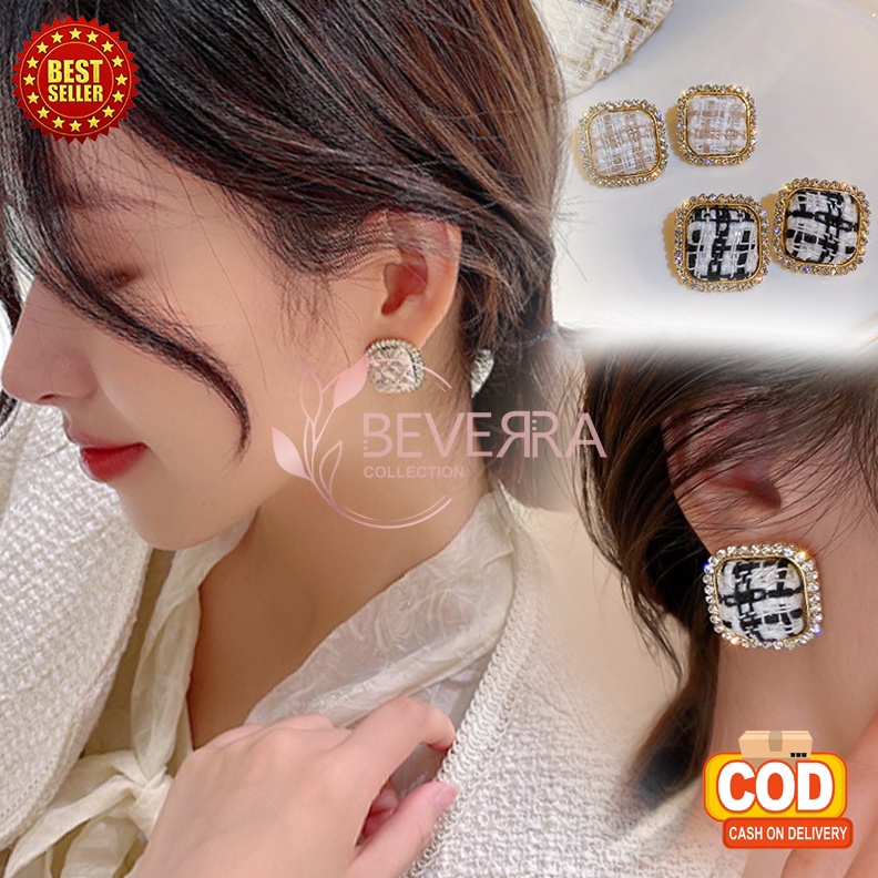 PROMO BESAR ANTING KOREA WANITA RETRO TITANIUM DIAMOND ELEGANT ANTING TUSUK GIWANG AKSESORIS FASHION