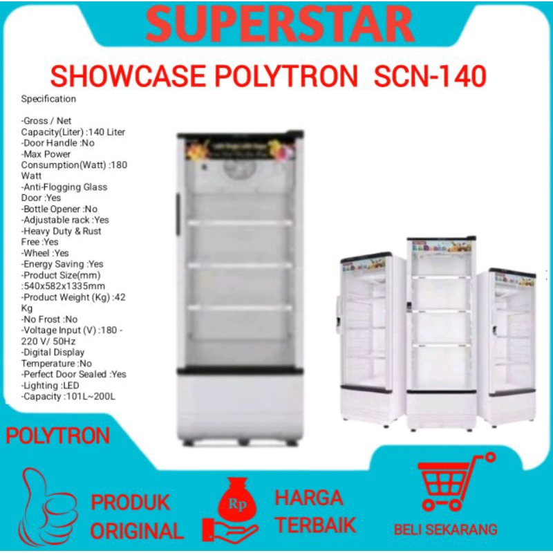 Showcase cooler polytron Scn-140 Kulkas Pendingin Minuman POLYTRON SCN_140