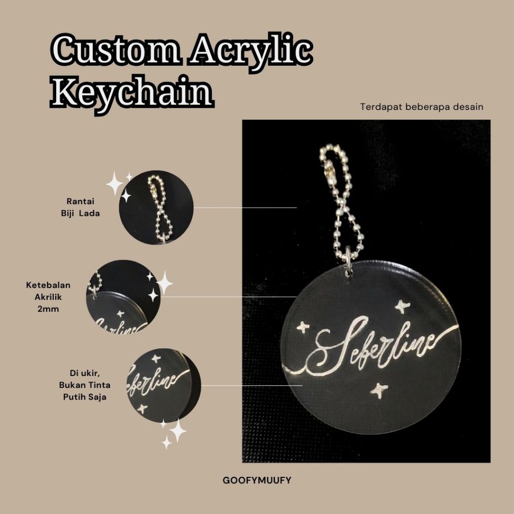 Goofymuufy Custom Engraved Acrylic Keychain | Gantungan Kunci Custom | Custom Wajah | Custom Nama