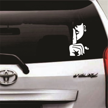 CUTTING STICKER MOBIL SSSTT DIAM STIKER KACA MOBIL UNIK LUCU STIKER MOBIL JAMAN NOW