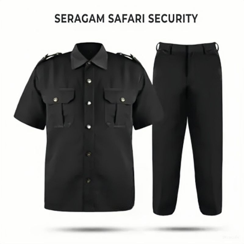 setelan satpam safari pendek baju satpam safari hitam tangan pendek