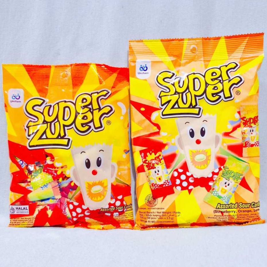 

Super Zuper Assorted Sour Candy (Isi 40 Pcs / Isi 50 Pcs)