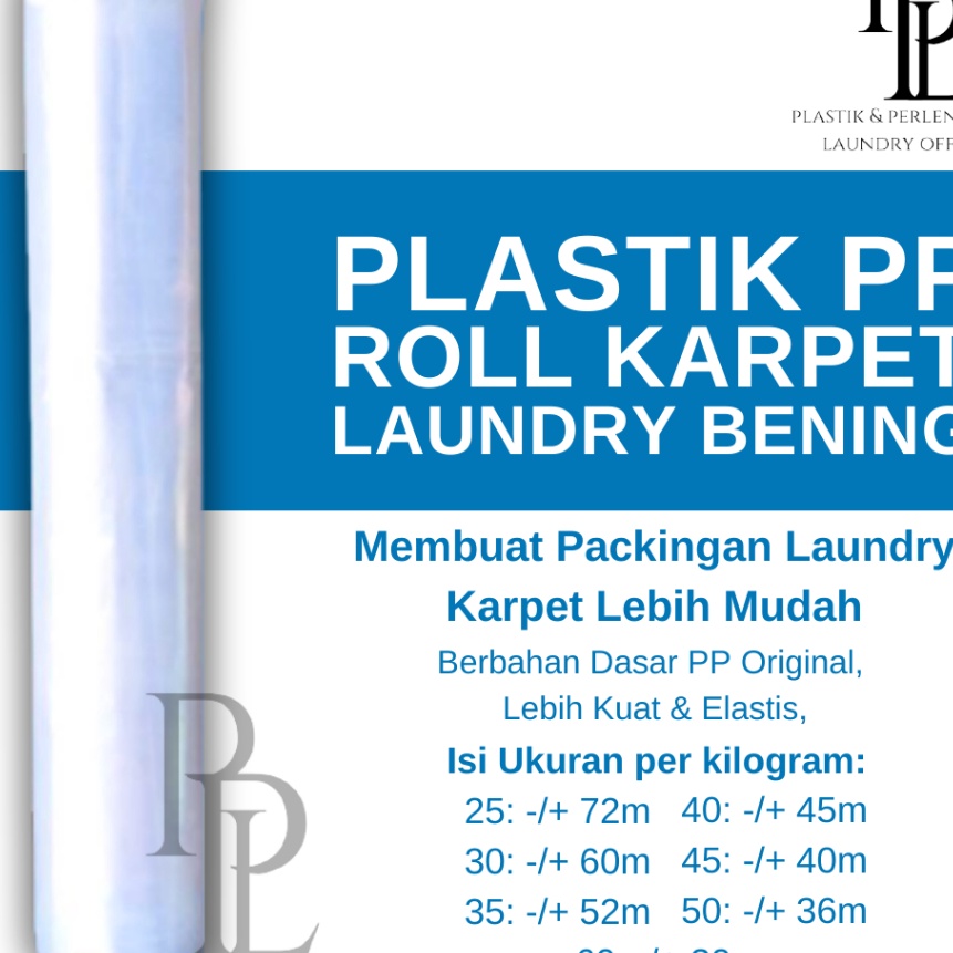 Terbatas PLASTIK KARPET LAUNDRY  PLASTIK PP ROLL KARPET PACKING LAUNDRY UKURAN 2533544556 CM