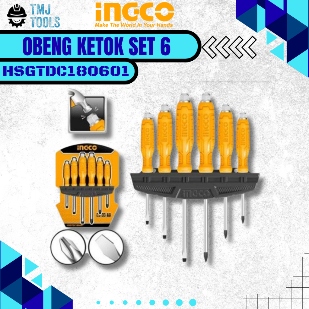 INGCO Obeng Ketok SET 6pcs HSGTDC180601 ORIGINAL Impact Driver Extractor Tembus Tools Otomotif Bengk
