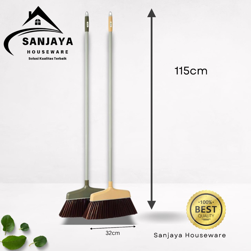 Sinar Sapu Lantai Plastik 1318 Bulu Lembut Anti Keriting Gagang Padat Ringan Kokoh Tahan Lama