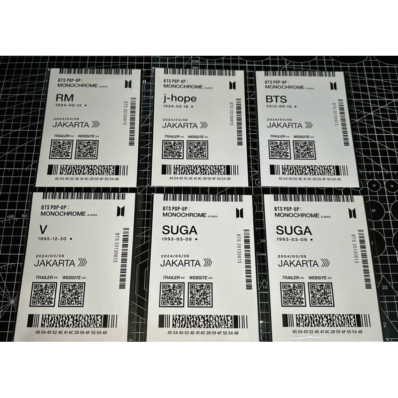 [Ready stock Indo] BTS MONOCHROME MNCR POSTCARD / BAGGAGE TAG POP UP STORE JAKARTA RM JHOPE V SUGA