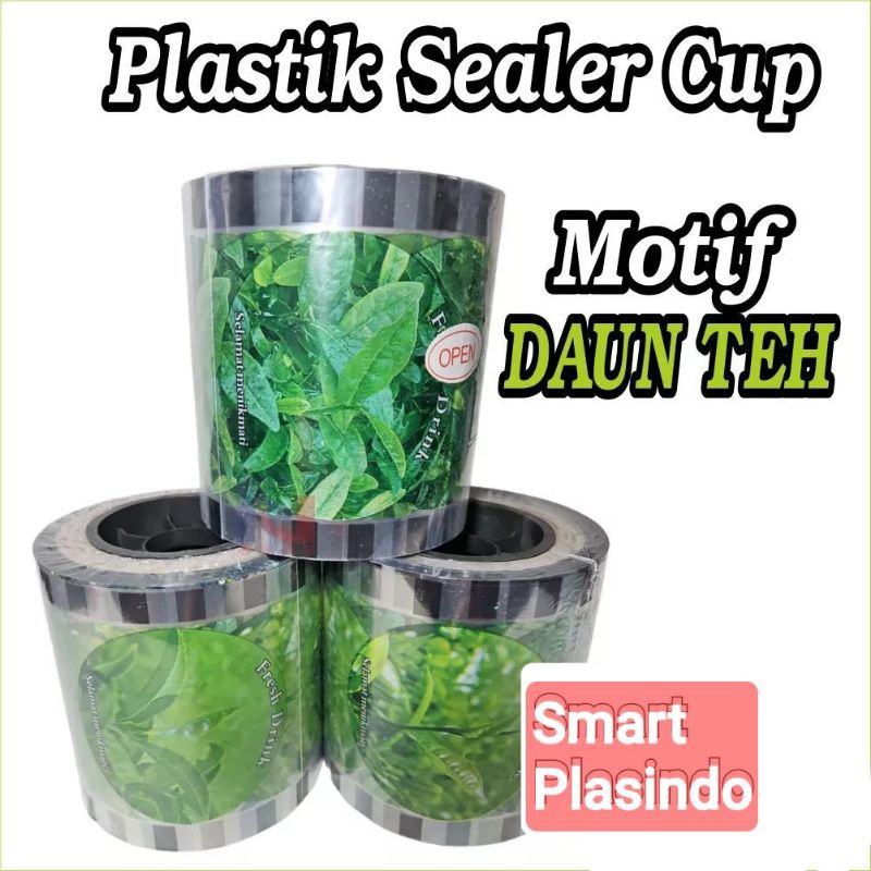 Plastik Seal Cup Motif Daun Teh / Lid Cup Sealer 1000