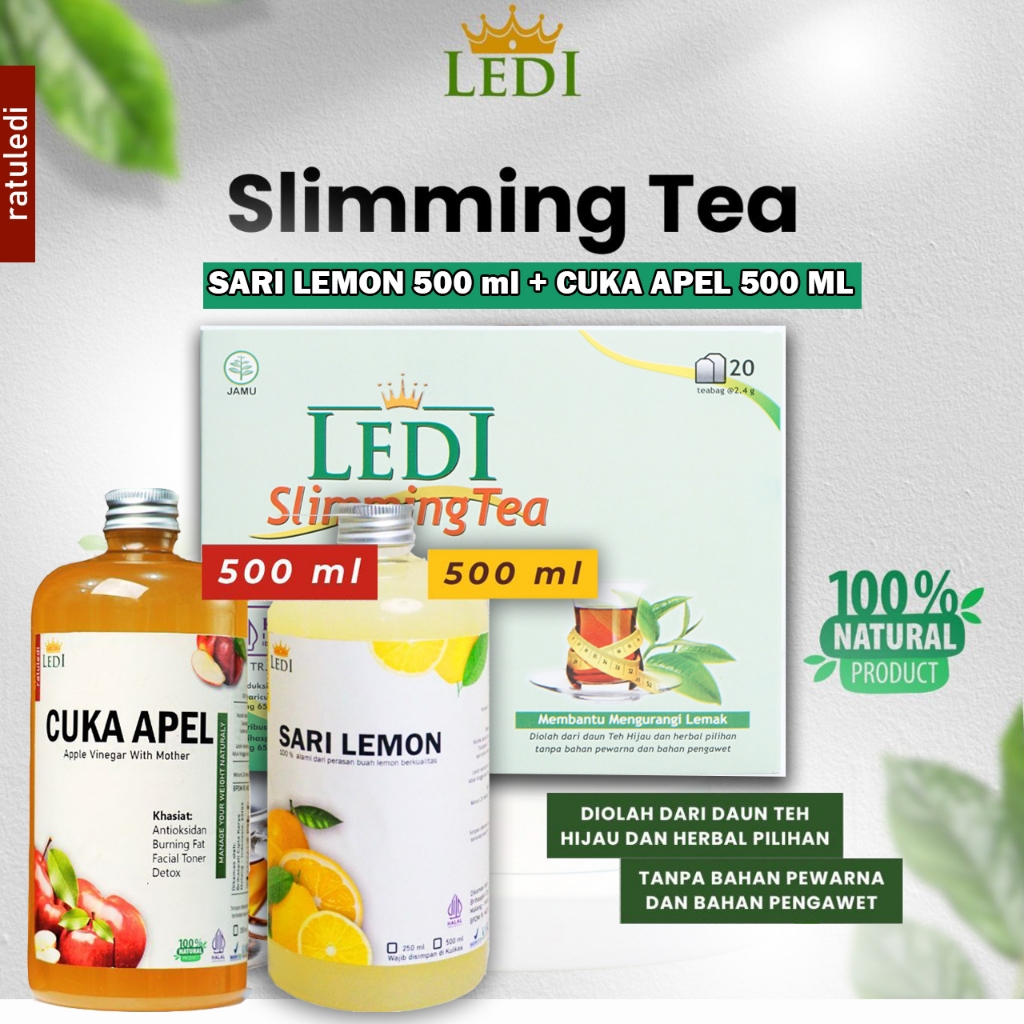 

PAKET DIET SLIMMING TEA + CUKA APEL 500 ml + SARI LEMON 500 ml 100% ALAMI BPOM