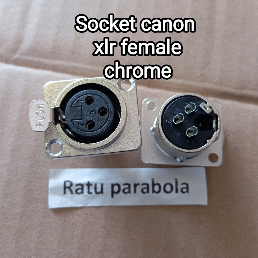 Socket body Chrome CEWEK / soket canon body 3 pin besi chrome female