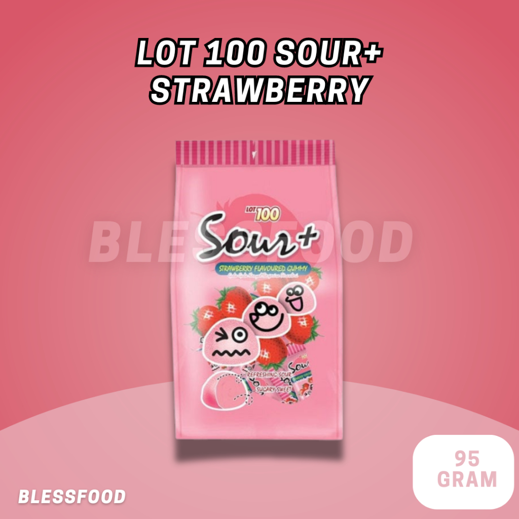 

Lot 100 Sour Gummy Candy Strawberry 95g [ Expired 2025 ] Import Malaysia