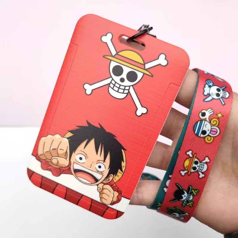 Id Card One Piece Tali Gantungan Nama Name Tag Card Holder + Tali Panjang Co