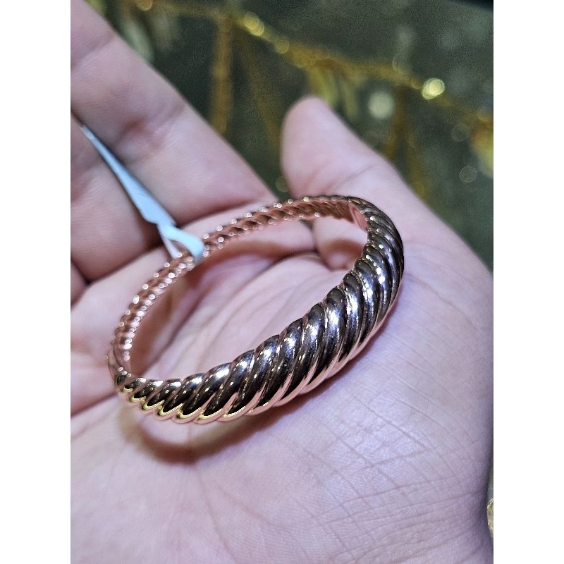 gelang bangle size kecil keong polos ukir full emas 750