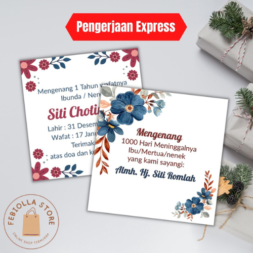 Kartu Ucapan Tahlilan Mengenang 40 Hari / 100 Hari / 1000 Hari Custom Murah
