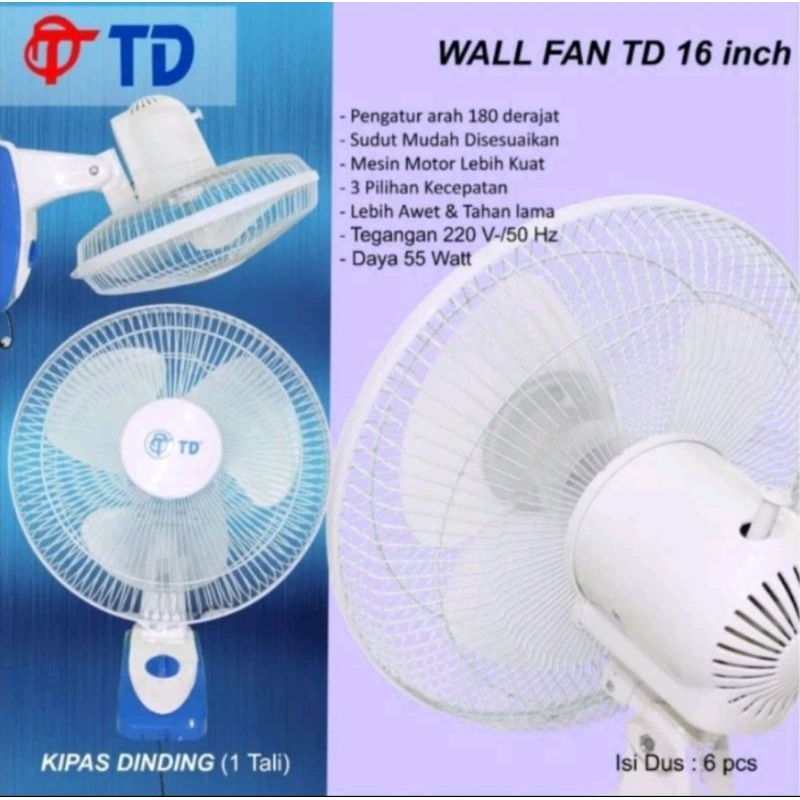 Kipas Angin Dinding TD 16 inch Wall Fan