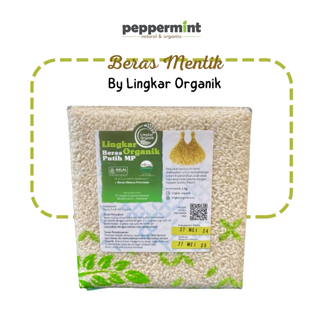 

Lingkar Organik Beras Mentik Putih (1 Kg) / Beras Organik Kemasan Vakum