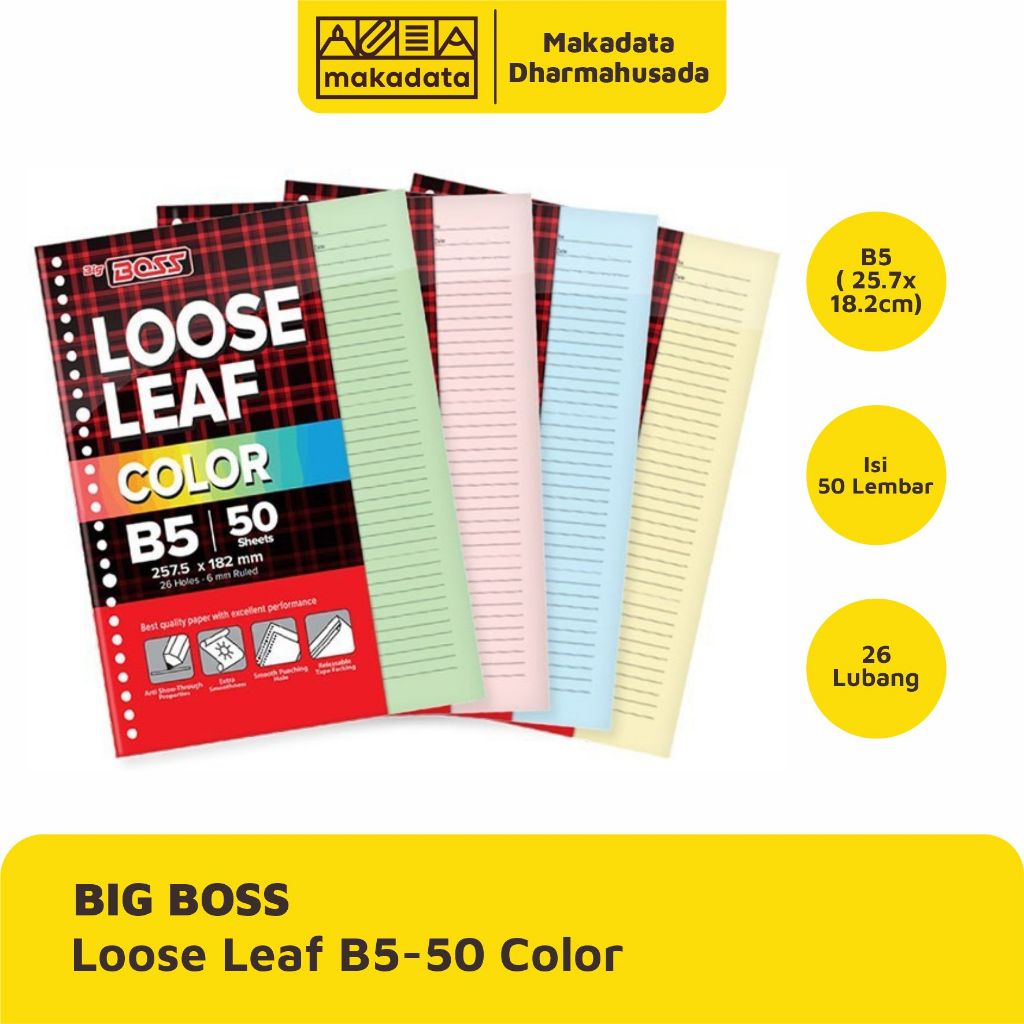 

LOOSE LEAF | KERTAS BINDER BIG BOSS B5-50 COLOR (1 PAK)