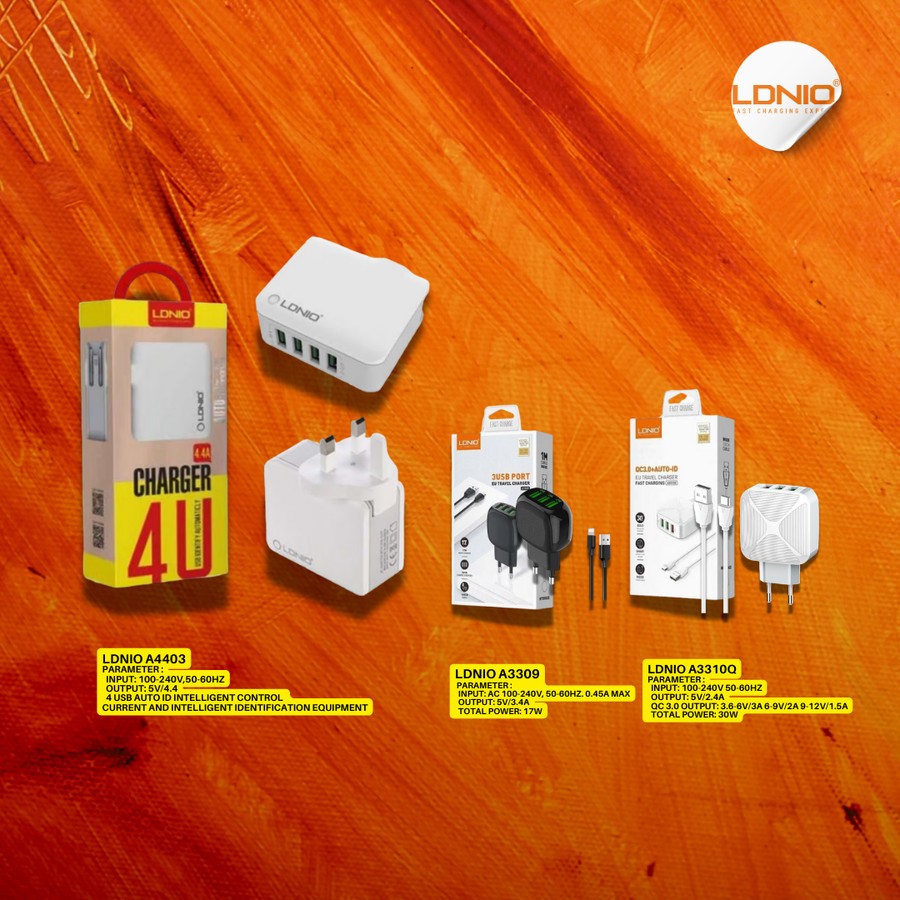 LDNIO Original 100% Super Fast Charging A4403 / A3310 / A3309Q charger type C, Micro, Lightning
