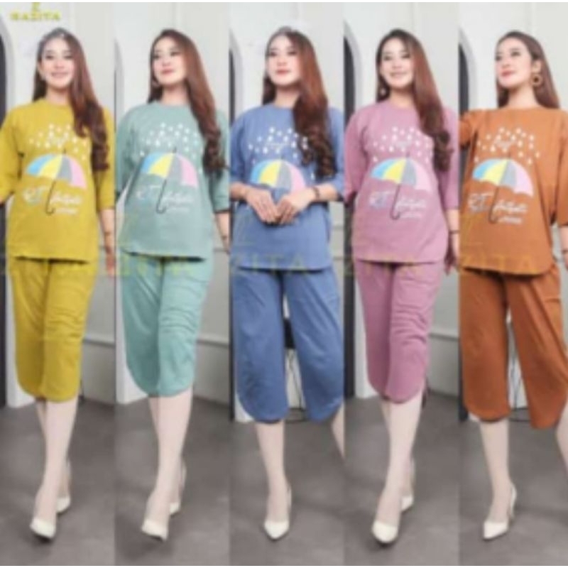 Stelan Razita celana combad oversize/one set 7/8