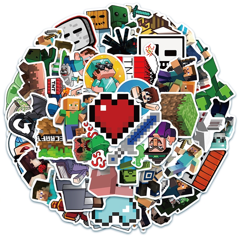 

50 PCS GAYA Permainan klasik Minecraft, stiker untuk Buku Tempel/Buku Harian/HP/Dekorasi Laptop/Sticker Helm Tahan Air Vinil/Stiker Tablet Ponsel stiker tahan air berperekat
