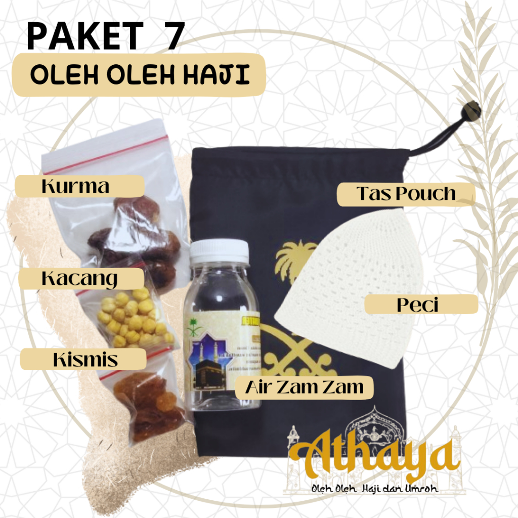 

PAKET 7 Pouch Oleh oleh haji dan umroh / Pasuhe / Peci