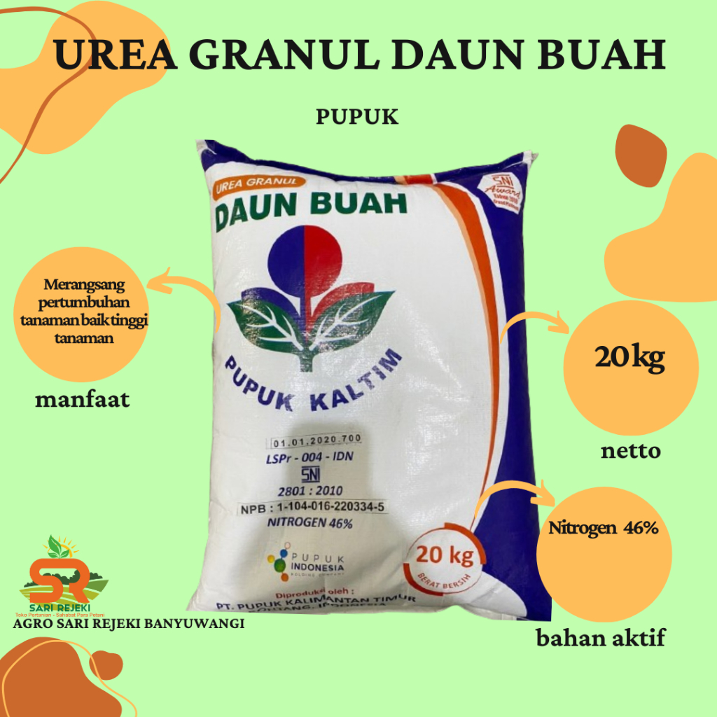 PUPUK UREA GRANUL 20KG DAUN BUAH PUPUK KALTIM