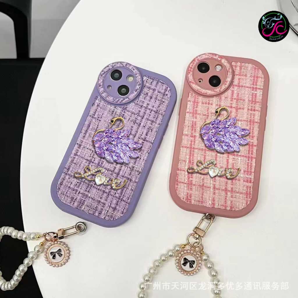 GC109 Rajut Wooven Tweed Diamond Swan Love Softcase/ Casing Hp for XIAOMI REDMI 6A 8 8A 9C 9A 10A 10