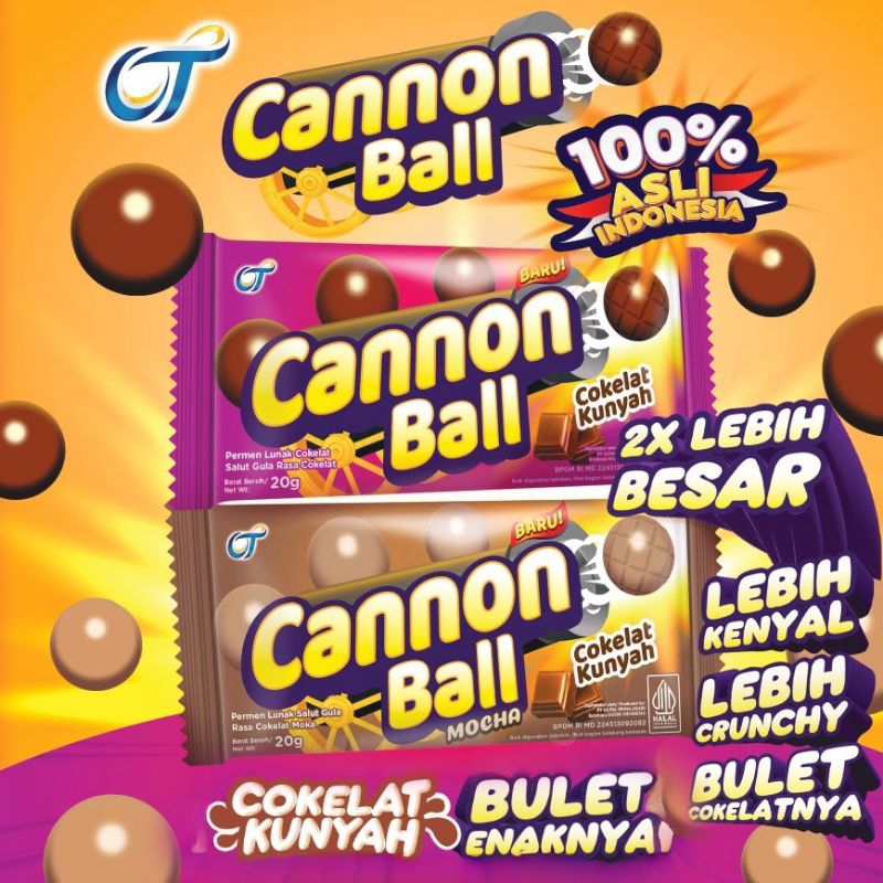 

Cannon ball coklat kunyah best seller 2 varian rasa