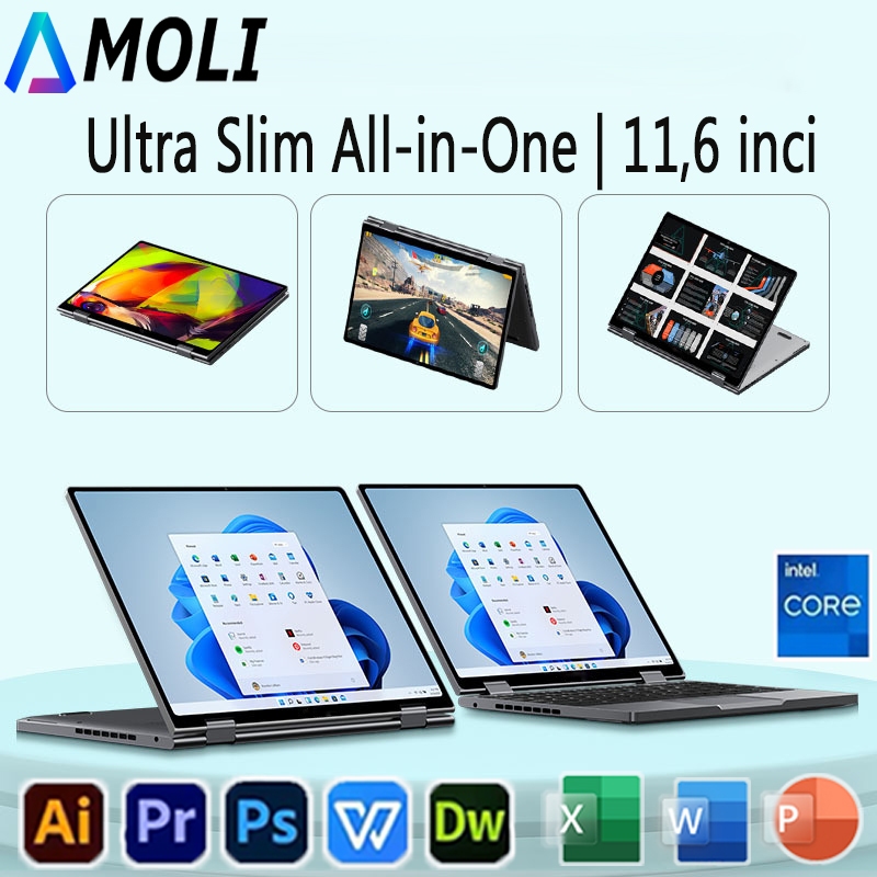 AMOLI 【Touchscreen Laptops】Laptop  2 in 1 11,6 inci Intel N4020 / 13,3 inci Intel N4000 Ram 8GB+256G