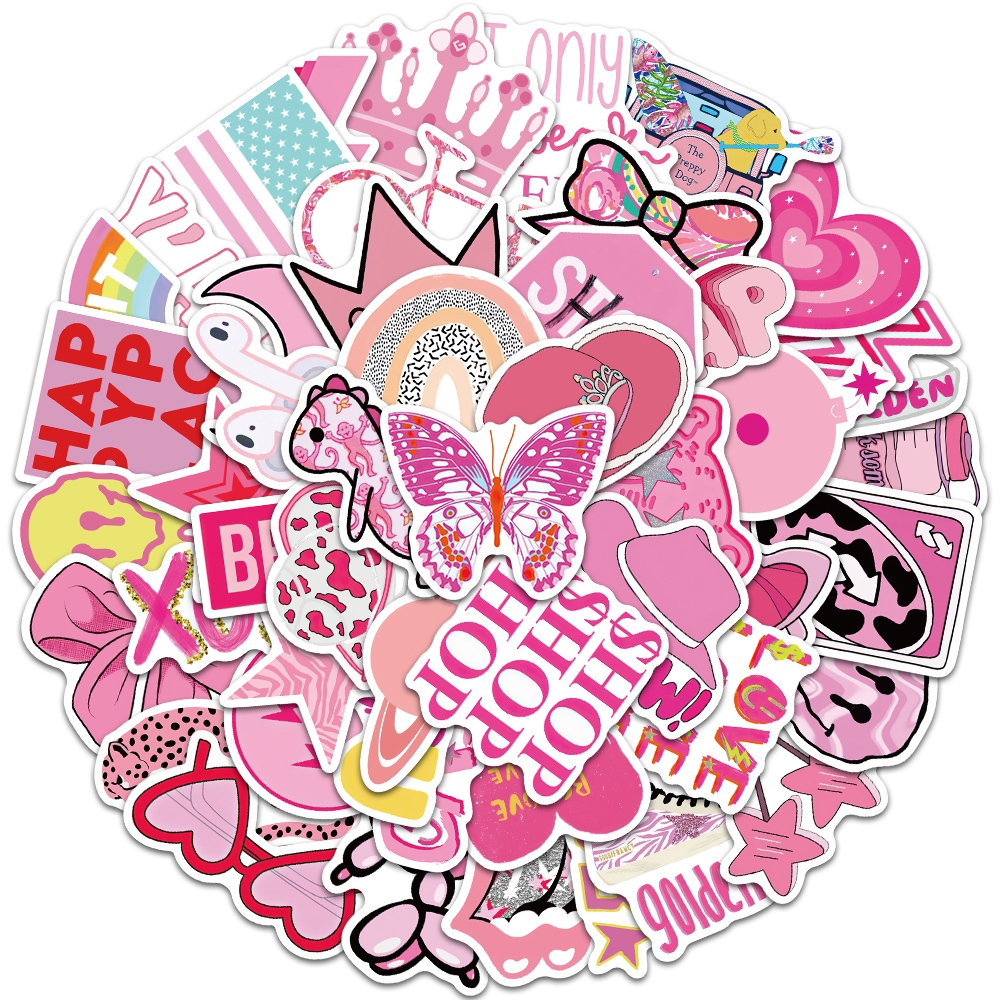 

50 PCS GAYA LUCU wajah tersenyum merah muda segar stiker untuk Buku Tempel/Buku Harian/HP/Dekorasi Laptop/Sticker Helm Tahan Air Vinil/Stiker Tablet Ponsel stiker tahan air berperekat