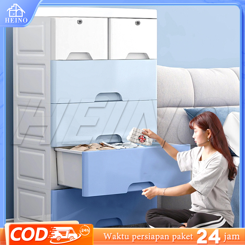 HEINO Loker Plastik Lemari 50CM Lemari Pakaian Plastik Kamar Tidur/Lemari Plastik Jumbo Kotak Tempat