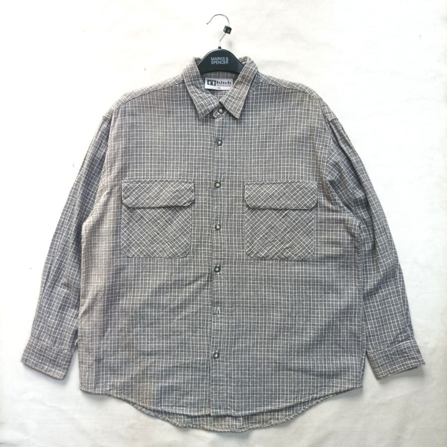 kemeja vintage bitch skateboards plaid flannel shirt two pockets outer