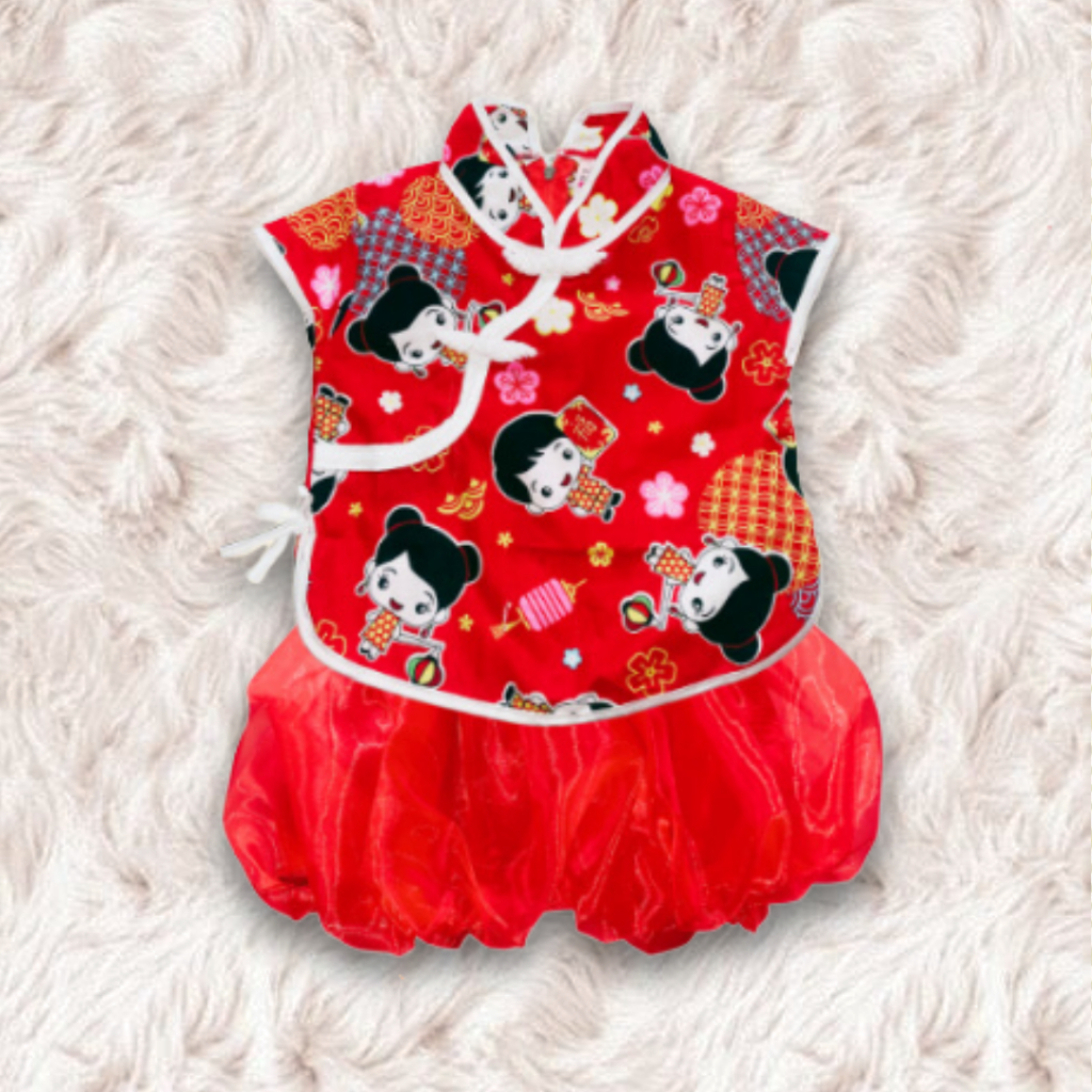 SETELAN BAJU CINA DAN ROK ANAK PEREMPUAN