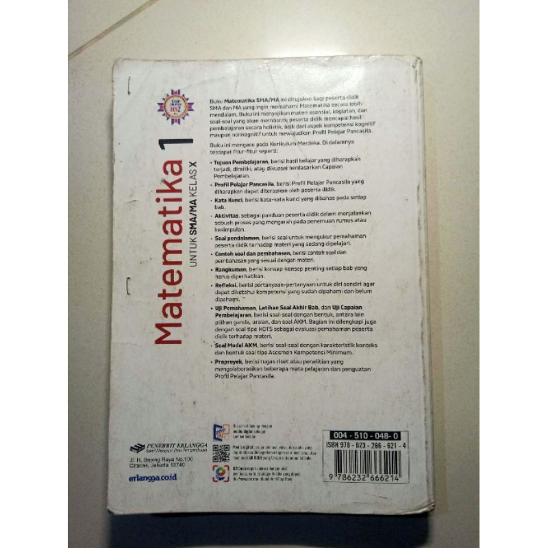 Buku Matematika Erlangga Kelas 10 Kurikulum Merdeka