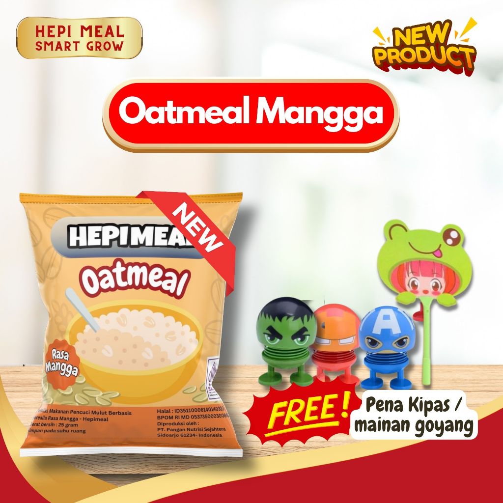 

10 PCS Oatmeal Mangga Hepi Meal Makanan Untuk Bayi Hingga Dewasa Baik untuk IBU MPASI