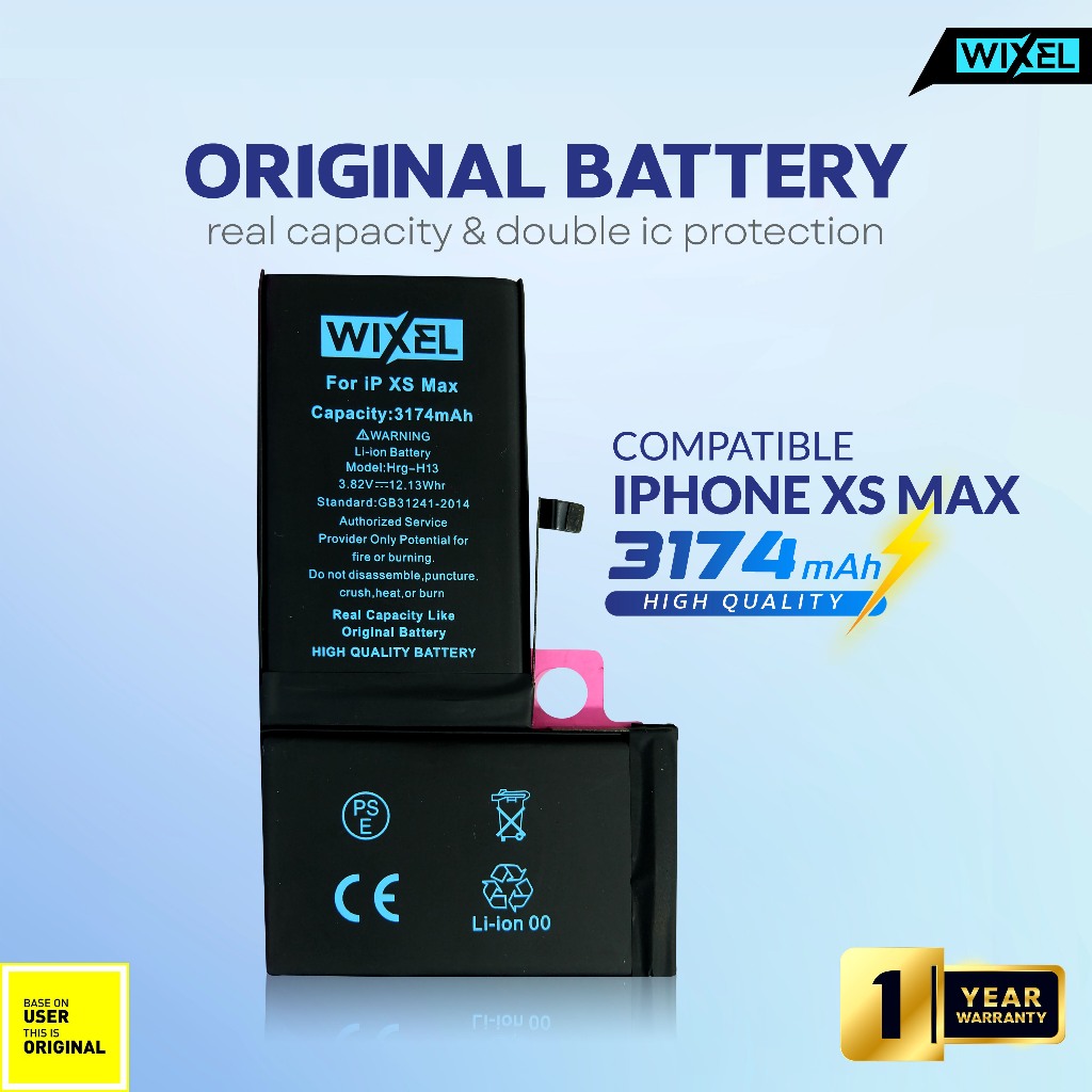 WIXEL ORIGINAL Baterai Iphone XS MAX Double Power Real Capacity Batre Batrai Battery Ip Ori HP Handp