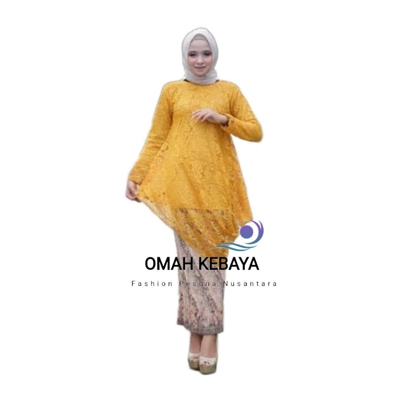 Atasan Kebaya Brokat Tunik Miring Untuk Baju Kondangan Wisuda Pesta Tunangan Modern Kekinian