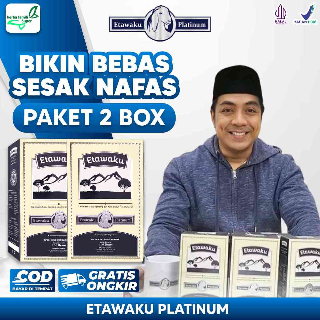 

ETAWAKU PLATINUM 2 BOX 100% ORIGINAL TUNTASKAN MASALAH PERNAFASAN PERKUAT TULANG ATASI NYERI SENDI