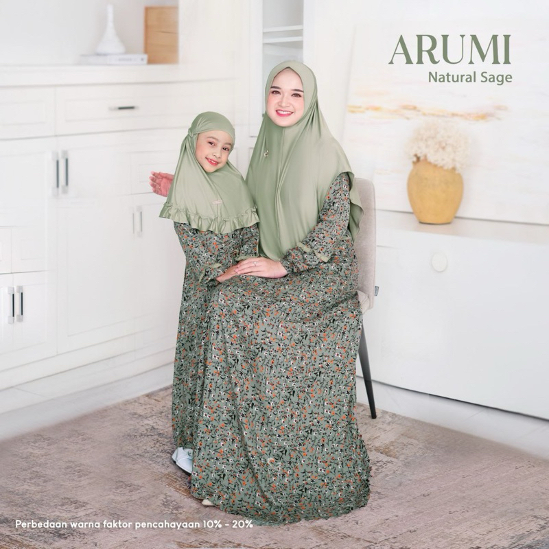 ARUMI HOME DRESS MOM & KIDS BY SALVINA HIJAB GAMIS RAYON ADEM MOTIF BUNGA COCOK UNTUK DAILY