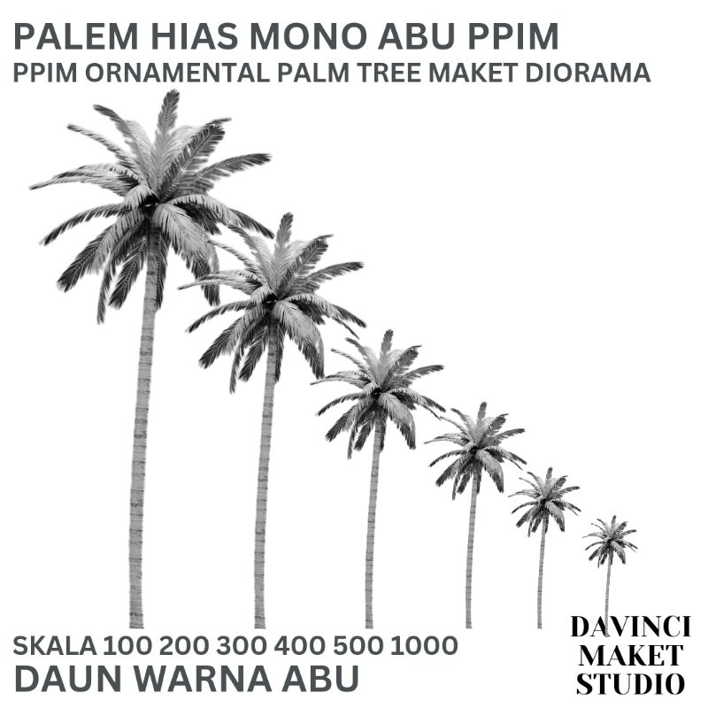 (PPIM) Miniatur Pohon Palem Hias Abu Monokrom Maket Diorama - Ornamental Palm Tree Monochrome Abu Sk