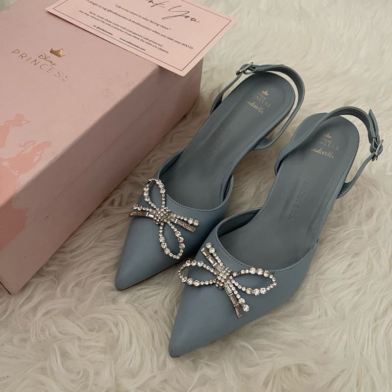 𝙋𝙍𝙀𝙇𝙊𝙑𝙀𝘿 Milliot & Co Disney Princess Cinderella The Glass Slipper Transparent Slingback Heels Kaca