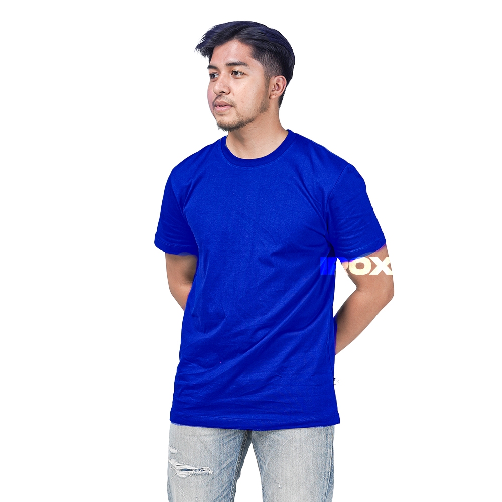 Kaos Polos Dewasa Biru Benhur Unisex 24s Katun Combed 24s Tebal