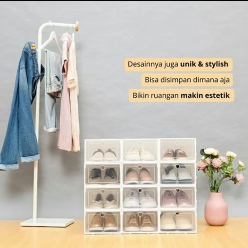 Rak Sepatu Estetik - Kotak Sepatu & Sendal - Box Sepatu - Kotak Tempat penyimpan Sepatu