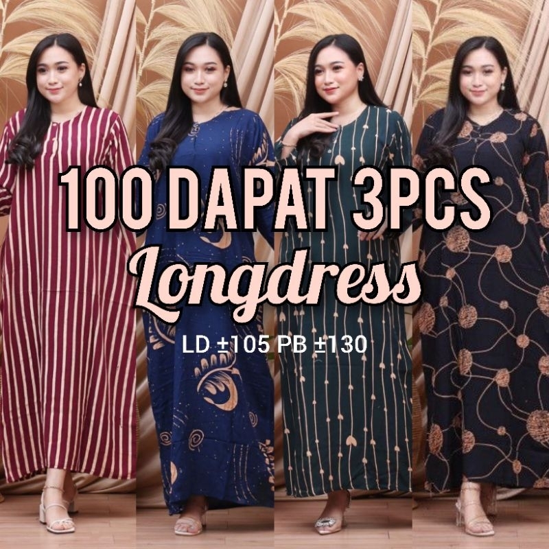 Daster Longdress Bisa Untuk Busui Bumil Kancing Depan Lengan Panjang Motif Batik Kekinian